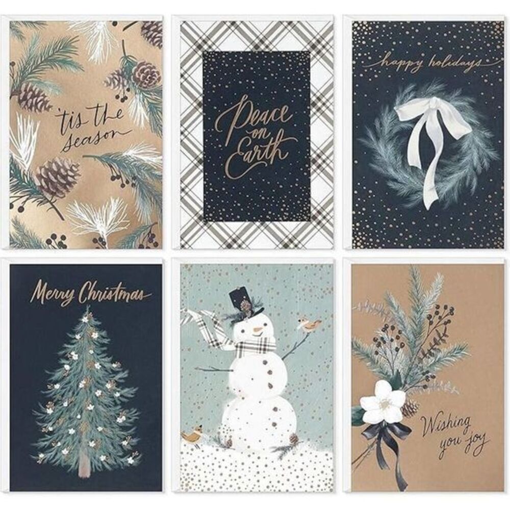 Rustic‎ Christmas Card Assortment 24 Cards and Envelopes Holiday
